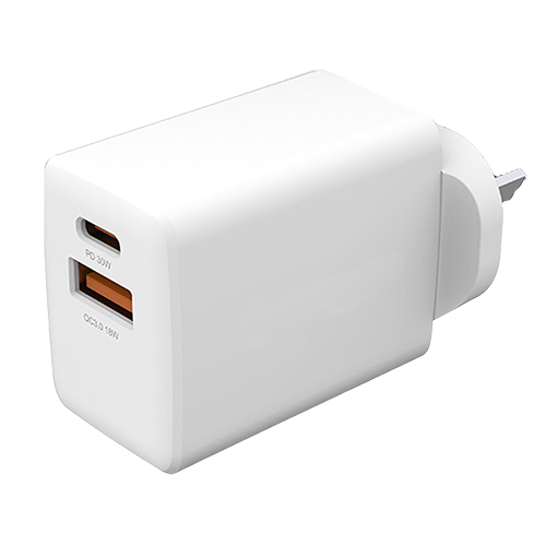 BLACKTECH Smart IC 30W Wall Charger Adaptor USB-C + USB-A BC03 - White
