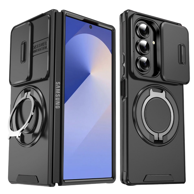 Armour Case Cover with Ring Stand for Galaxy Z Fold 7- Black