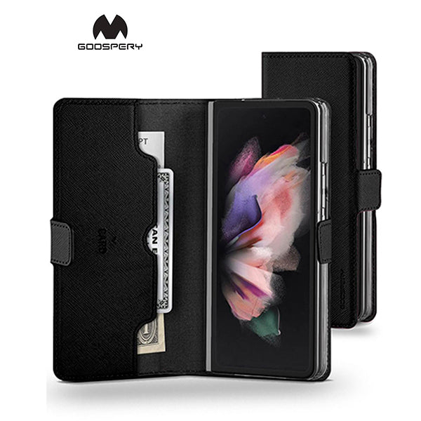 Goospery Mercury Premium Diary Cover For Galaxy Z Fold 7 -Black