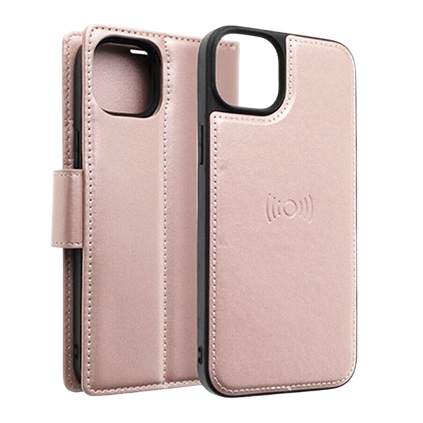 Hanman 2 in 1 Detachable Magnetic Flip Cover Case for iPhone 17 Pro - Rose Gold