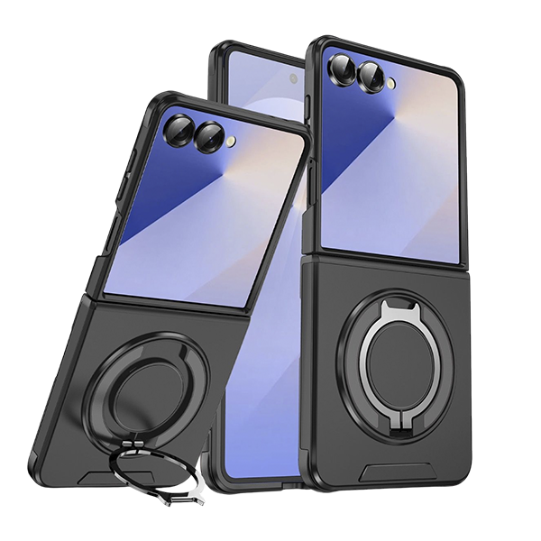 Armour Case Cover with Ring Stand for Galaxy Z Flip 7- Black