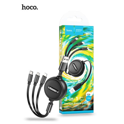 Hoco Double Pull 3 in 1 Charging Cable X75