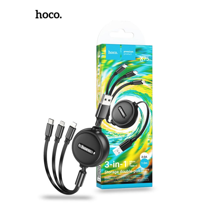 Hoco Double Pull 3 in 1 Charging Cable X75